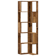 (old wood) vidaXL Corner Bookcase 5-Tier Corner Bookshelf Corner Rack Engineered Wood