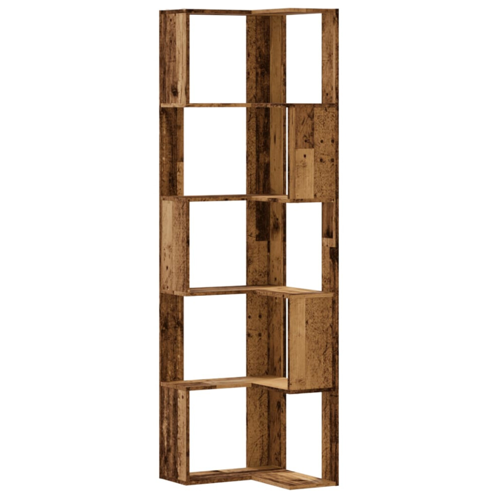 Vidaxl (Old Wood) Corner Bookcase 5-Tier Corner Bookshelf Corner Rack Engineered Wood