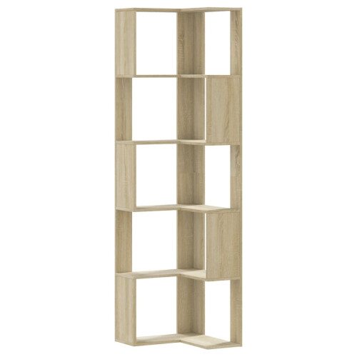 VidaXL (sonoma oak) vidaXL Corner Bookcase 5-Tier Corner Bookshelf Corner Rack Engineered Wood 1