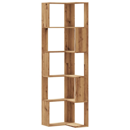 VidaXL (oak) vidaXL Corner Bookcase 5-Tier Corner Bookshelf Corner Rack Engineered Wood 1