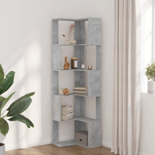 VidaXL (concrete grey) vidaXL Corner Bookcase 5-Tier Corner Bookshelf Corner Rack Engineered Wood 2