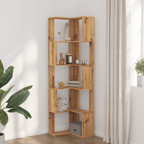 VidaXL (oak) vidaXL Corner Bookcase 5-Tier Corner Bookshelf Corner Rack Engineered Wood 2