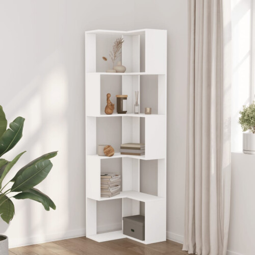 VidaXL (white) vidaXL Corner Bookcase 5-Tier Corner Bookshelf Corner Rack Engineered Wood 2