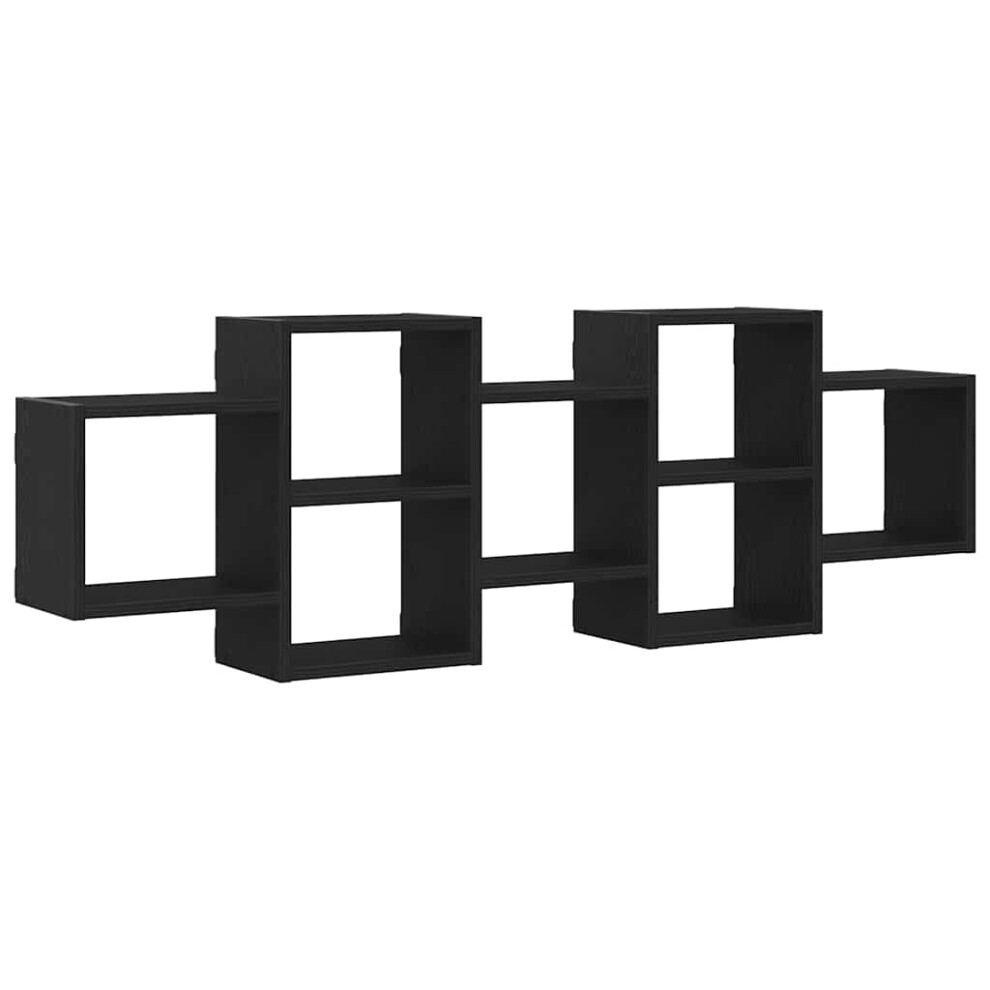 Vidaxl (129 X 18 X 42 Cm) Wall Shelf Oak 129X18x42 Cm Engineered Wood Floating Shelf Black
