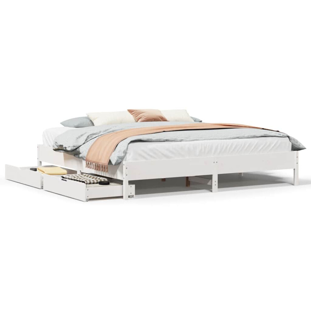 Vidaxl (200 X 200 Cm) Bed Frame Bed Base Mattress Foundation White 120X200 Cm Solid Wood Pine
