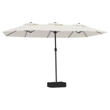 (white) vidaXL Double-Head Parasol Garden Umbrella Patio Sun Shade Outdoor Umbrella
