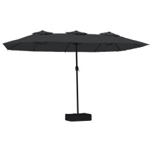 (black) vidaXL Double-Head Parasol Garden Umbrella Patio Sun Shade Outdoor Umbrella
