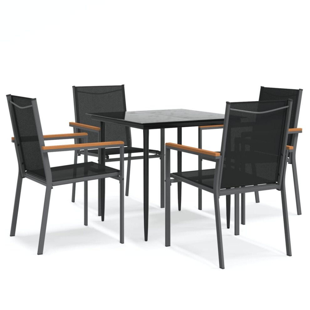 (80 cm table length/ 4 piece) vidaXL Garden Dining Set Table and Chairs 7 Piece Black Textilene and Steel-image-OPC-PGMJQVV-NEW