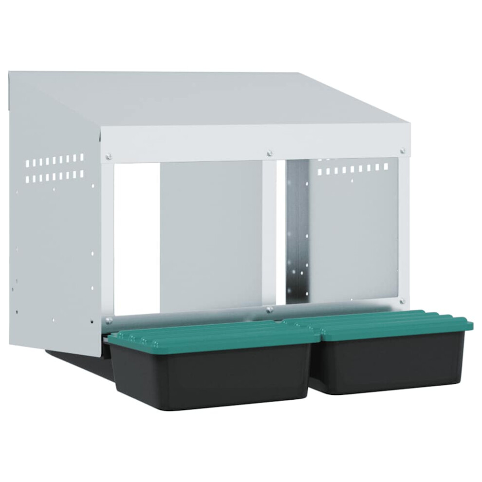 (53 x 50 x 46 cm) vidaXL Chicken Nesting Box 2 Compartments Wall-Mounted Galvanised Steel