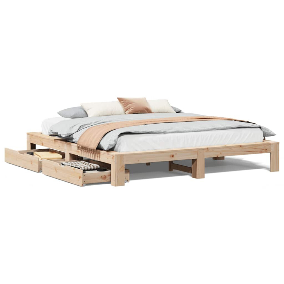 Vidaxl (, 200 X 200 Cm) Bed Frame Without Mattress Bedroom Bedstead Bed Base Solid Wood Pine Brown