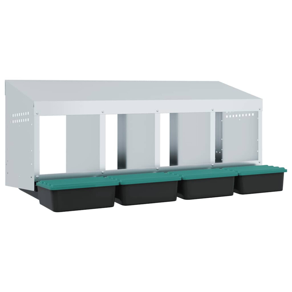 (106 x 50 x 46 cm) vidaXL Chicken Nesting Box 2 Compartments Wall-Mounted Galvanised Steel