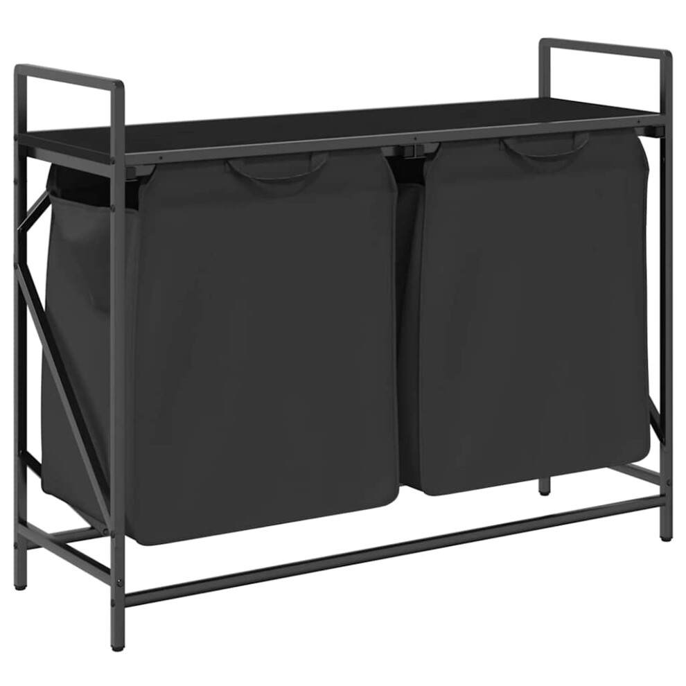 Vidaxl (Black Oak) Laundry Basket 2 Compartments With Shelf Brown Oak Laundry Hamper