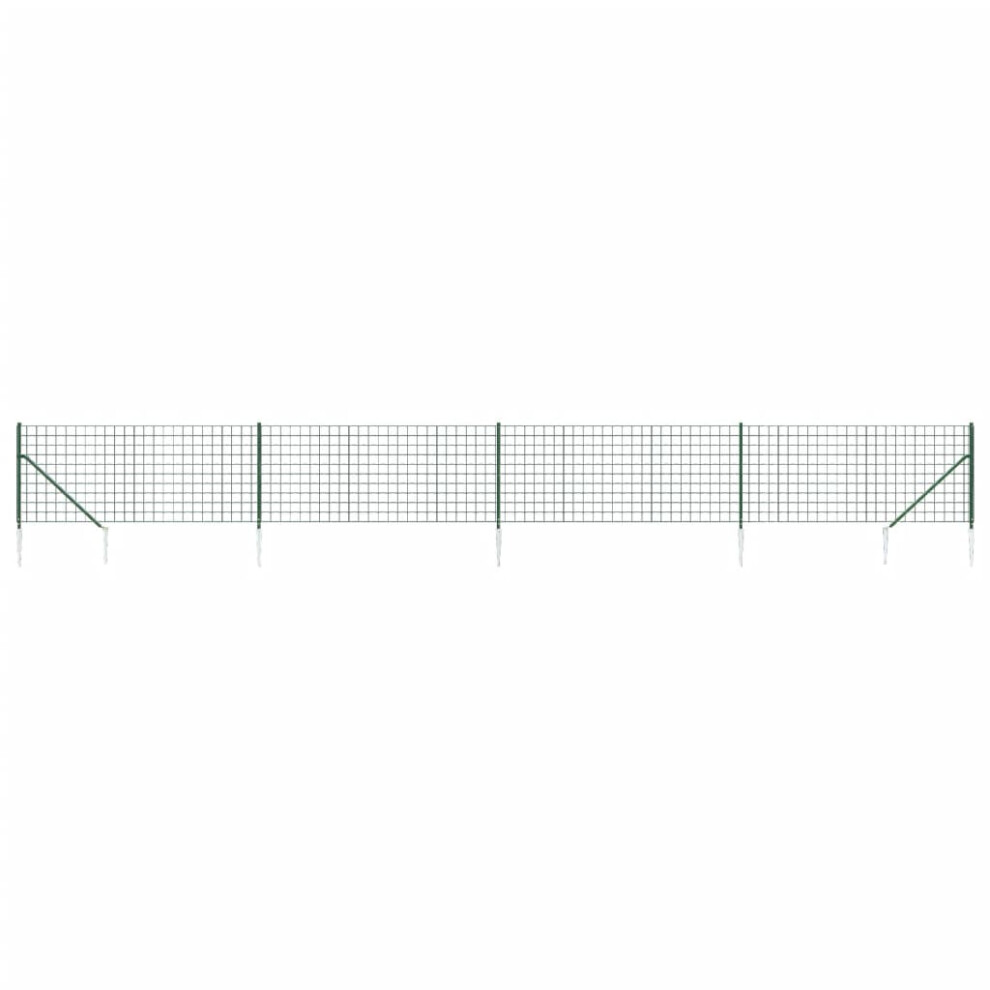 Vidaxl Wire Mesh Fence With Spike Anchors Garden Fencing Mesh 1.1X10 M Green
