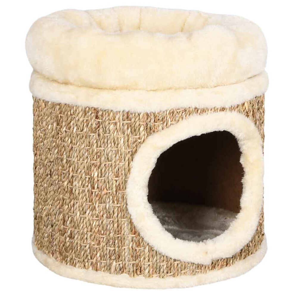 Vidaxl Cat House With Luxury Cushion Seagrass Cat Condo Basket House Furniture
