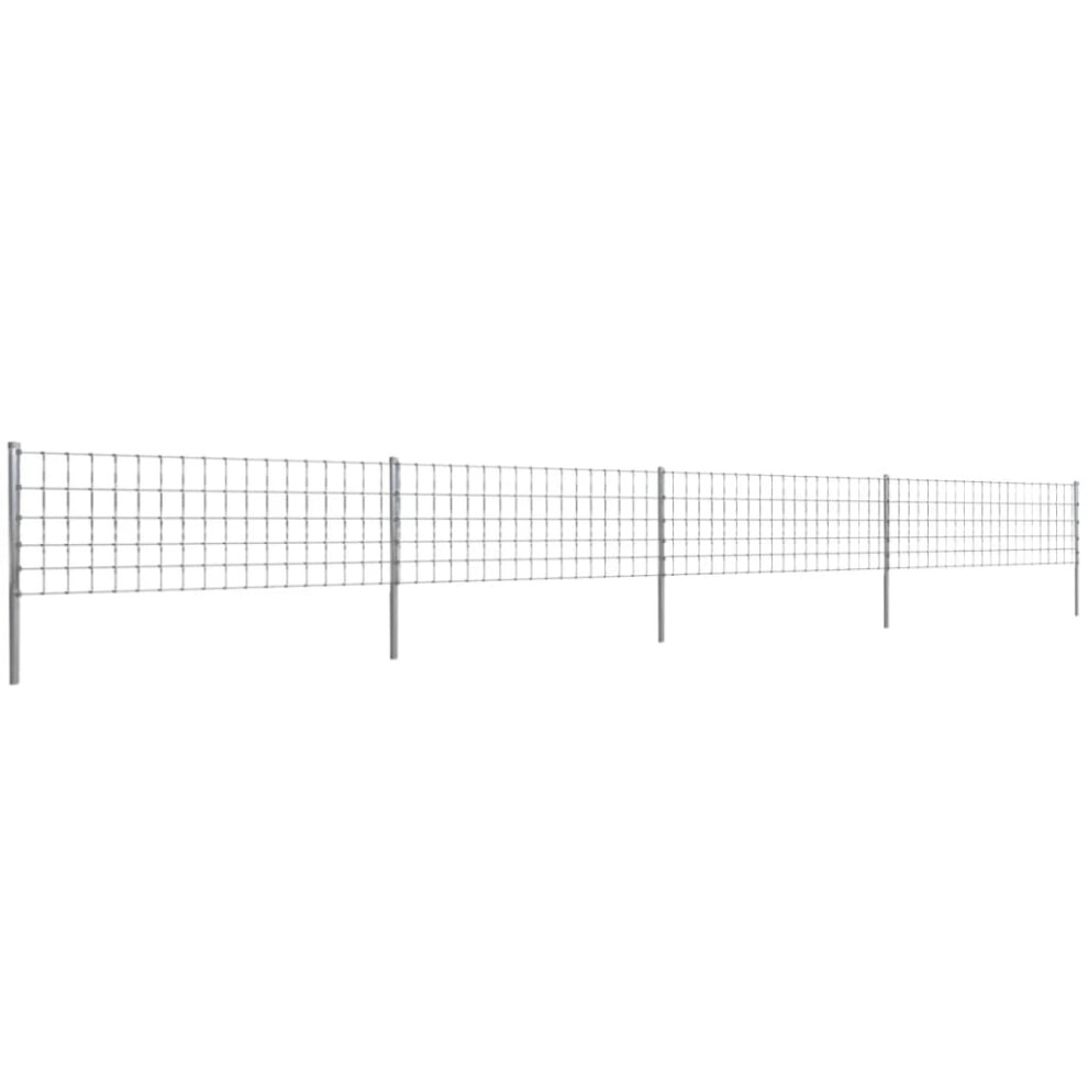vidaXL Step-In Fence 50 m with Post Galvanised Wire Fence 80/6/15 Garden Mesh