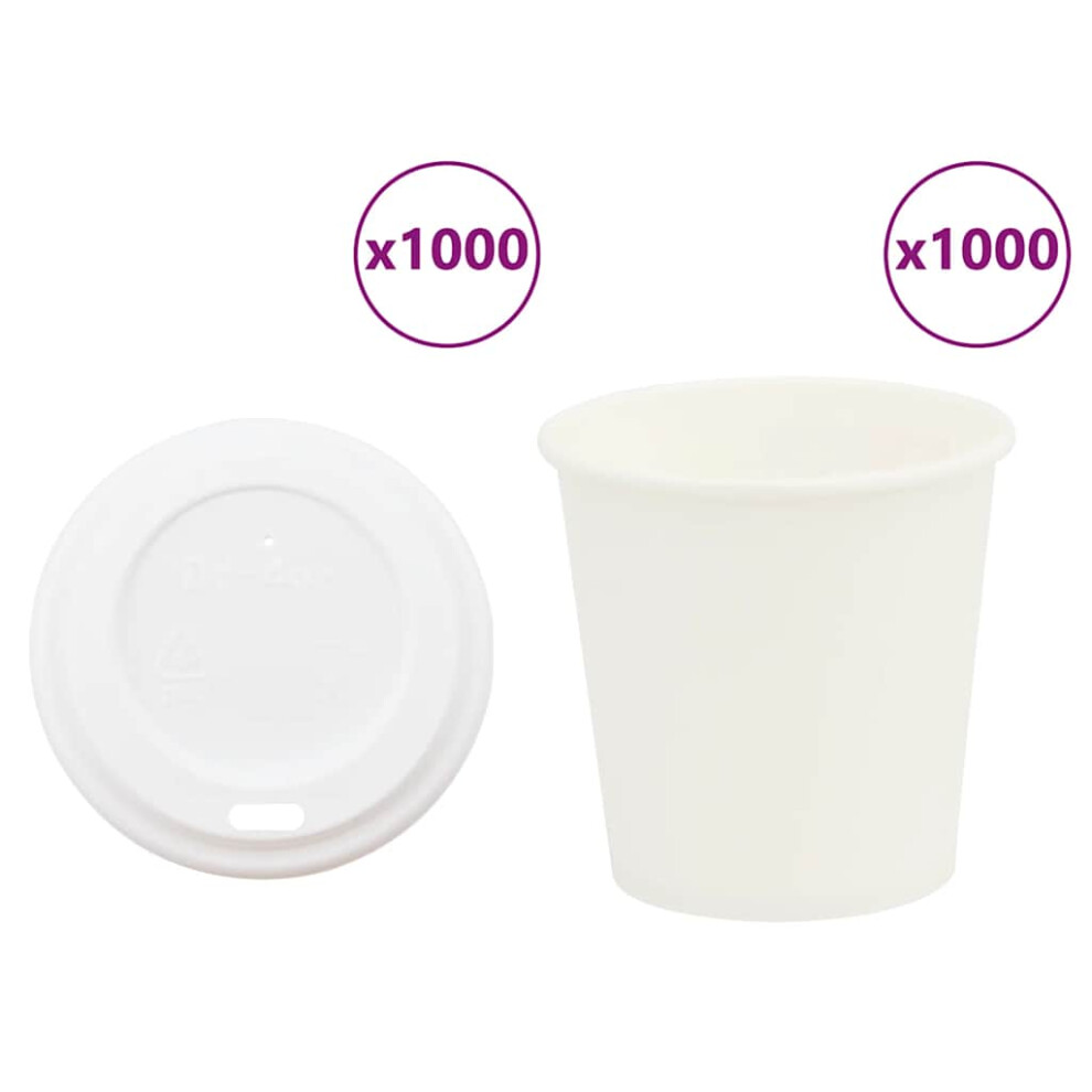 Vidaxl (4Oz/100Ml) Paper Coffee Cups With Lids 1000 Pcs 8Oz 200Ml Paper Cup