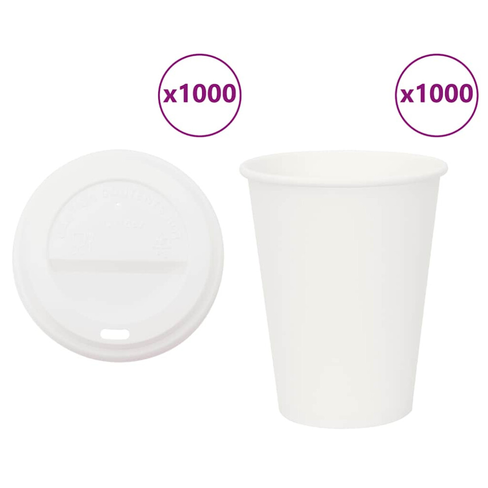 (12oz/300ml) vidaXL Paper Coffee Cups with Lids 1000 pcs 8oz 200ml paper cup