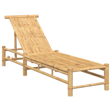 (brown) vidaXL Sun Lounger with Cushions 55x199x30 cm Bamboo sunbed sun bed lounge bed