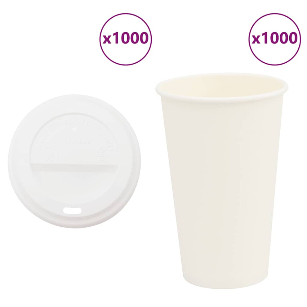 Vidaxl (16Oz/400Ml) Paper Coffee Cups With Lids 1000 Pcs 8Oz 200Ml Paper Cup