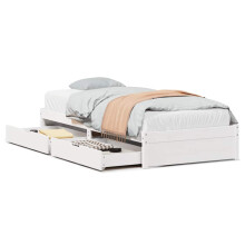 (white, 75 x 190 cm) vidaXL Bed Frame with Drawers Bed Base 150x200 cm King Size Solid Wood Pine