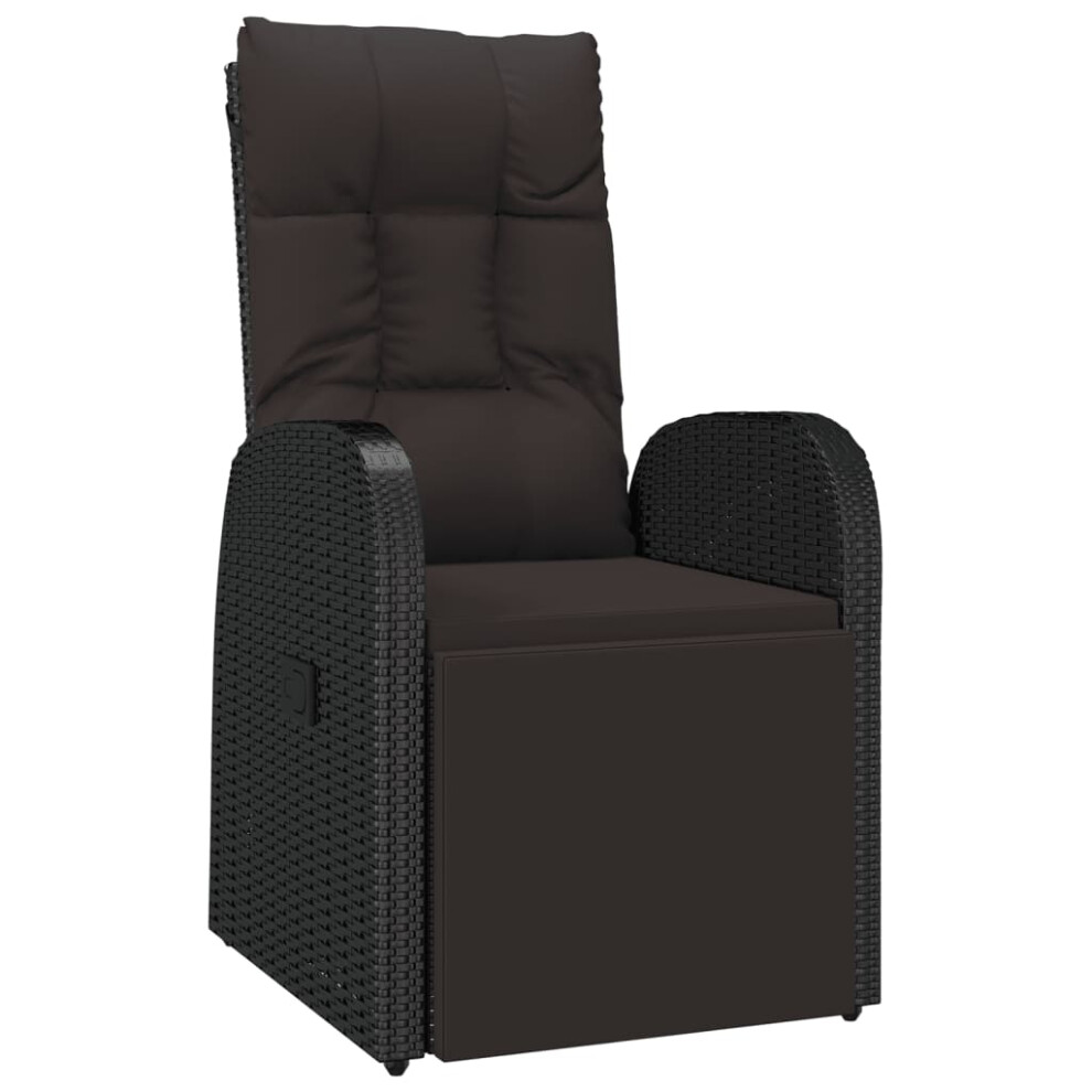 Vidaxl Reclining Garden Chair With Cushions Recliner Chair Poly Rattan Black