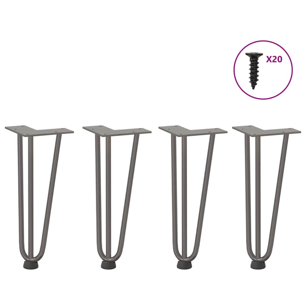 Vidaxl (Natural, 30 Cm) Hairpin Table Legs Hairpin Legs Coffee Table Leg 4 Pcs Solid Steel