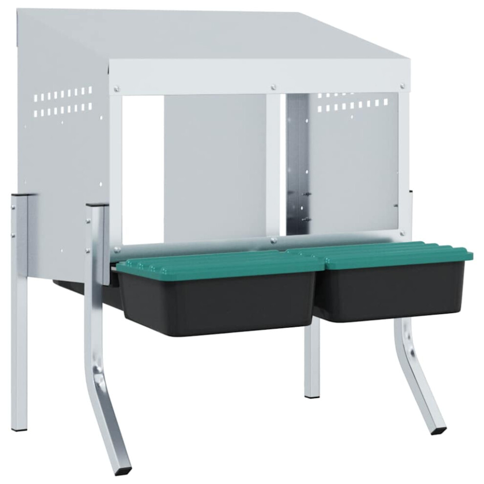 (57 x 50 x 63/68 cm) vidaXL Chicken Nesting Box 4 Compartments with Legs Galvanised Steel
