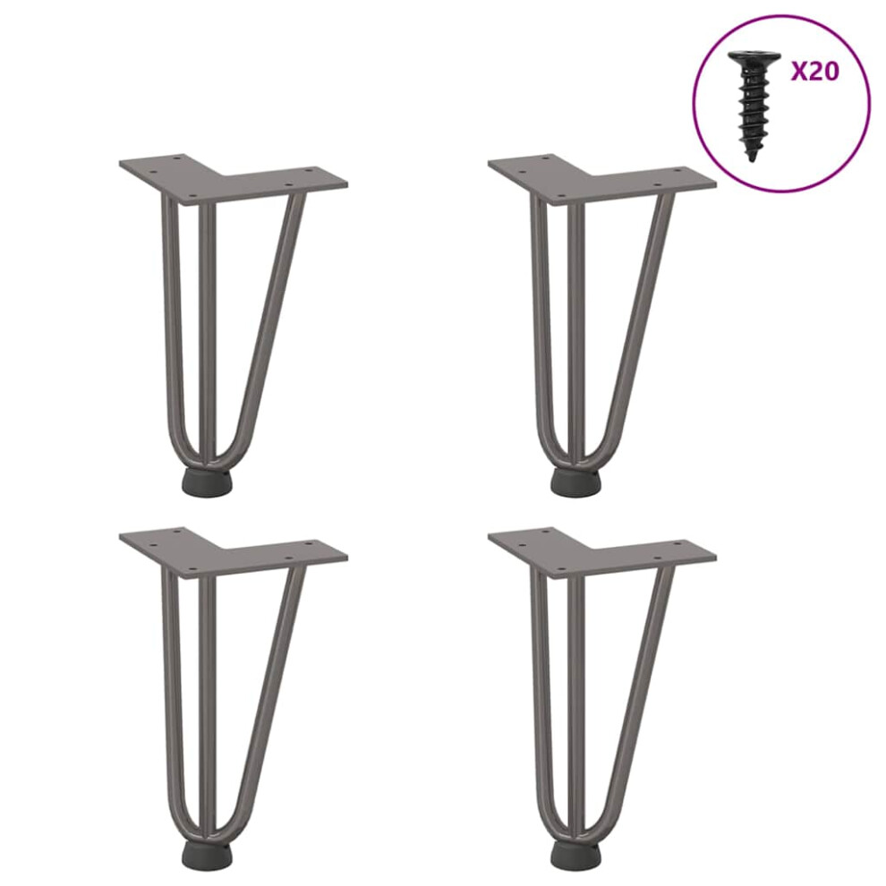 Vidaxl (Natural, 20 Cm) Hairpin Table Legs Hairpin Legs Coffee Table Leg 4 Pcs Solid Steel