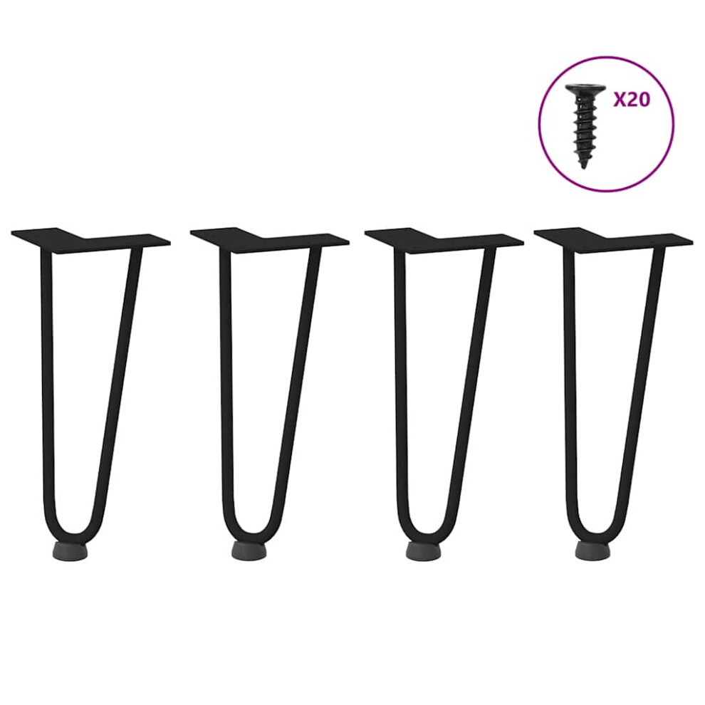 Vidaxl (Black, 30 Cm) Hairpin Table Legs Hairpin Legs Coffee Table Leg 4 Pcs Solid Steel