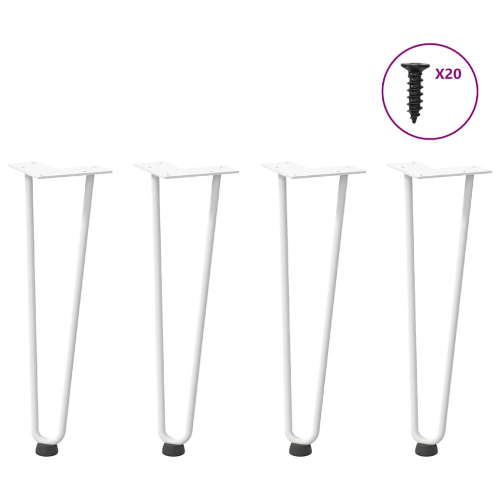 Vidaxl Hairpin Legs For Coffee Table 4 Pcs White 42 Cm Solid Steel, White - Image 2