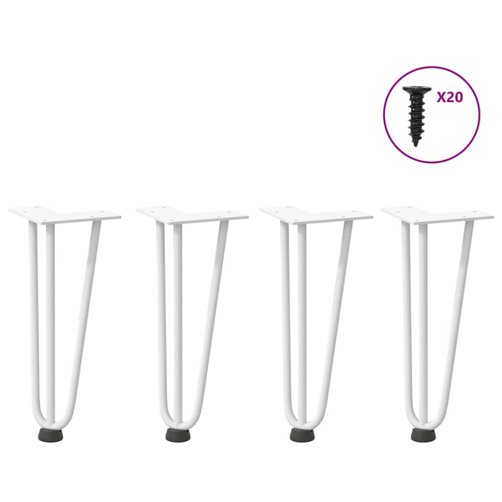Vidaxl (White, 30 Cm) Hairpin Table Legs Hairpin Legs Coffee Table Leg 4 Pcs Solid Steel