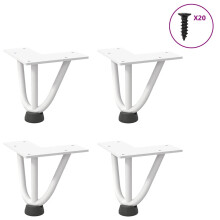 (white, 10 cm) vidaXL Hairpin Table Legs Hairpin Legs Coffee Table leg 4 pcs Solid Steel