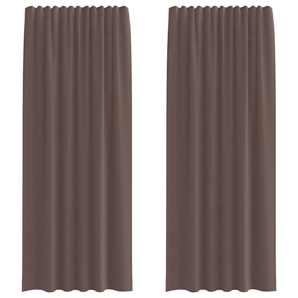 Vidaxl (Brown, 140 X 225 Cm) Voile Curtains With Tab Top 2 Pcs Brown Net Curtain Sheer Curtain