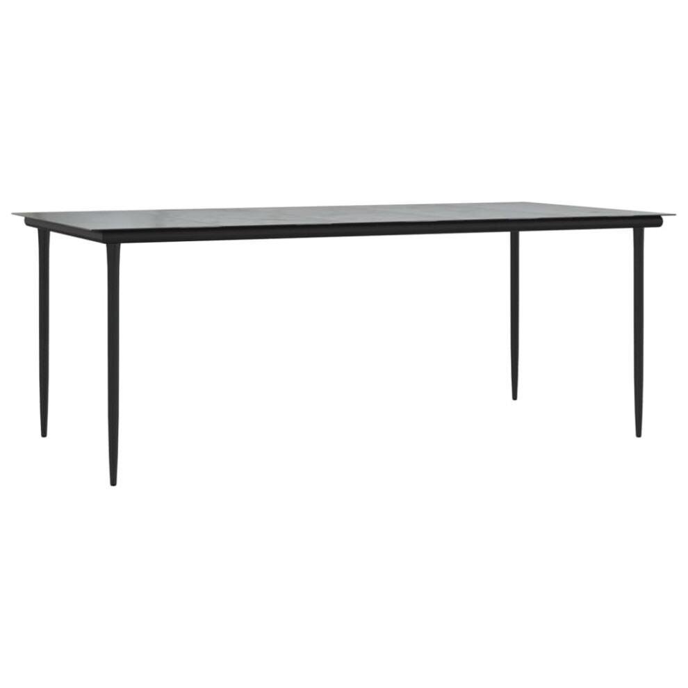 Vidaxl Black Garden Dining Table 200X100x74cm Steel And Tempered Glass Table