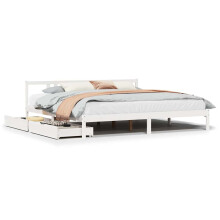 (white, 200 x 200 cm) vidaXL Bed Frame with Drawers Home Bed Base 135x190 cm Double Solid Wood Pine