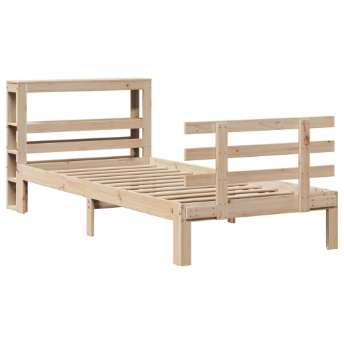 VidaXL vidaXL Bed Frame with Headboard Bed Base Bedstead 90x200 cm Solid Wood Pine 2