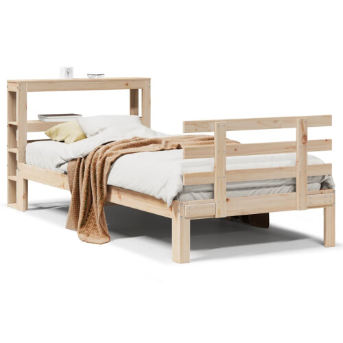 VidaXL vidaXL Bed Frame with Headboard Bed Base Bedstead 90x200 cm Solid Wood Pine 1