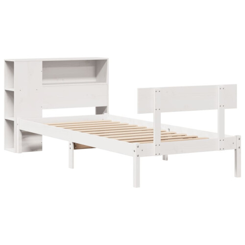 VidaXL vidaXL Bookcase Bed without Mattress Bed White Small Single Solid Wood Pine 2
