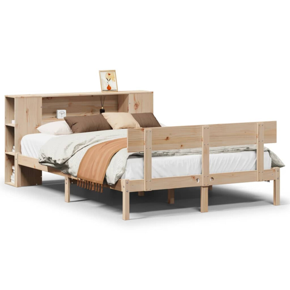 vidaXL Bookcase Bed without Mattress Home Bed Base 120x200 cm Solid Wood Pine