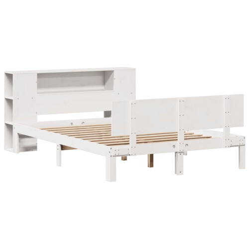 VidaXL vidaXL Bookcase Bed without Mattress Bed Base White 140x200cm Solid Wood Pine 2