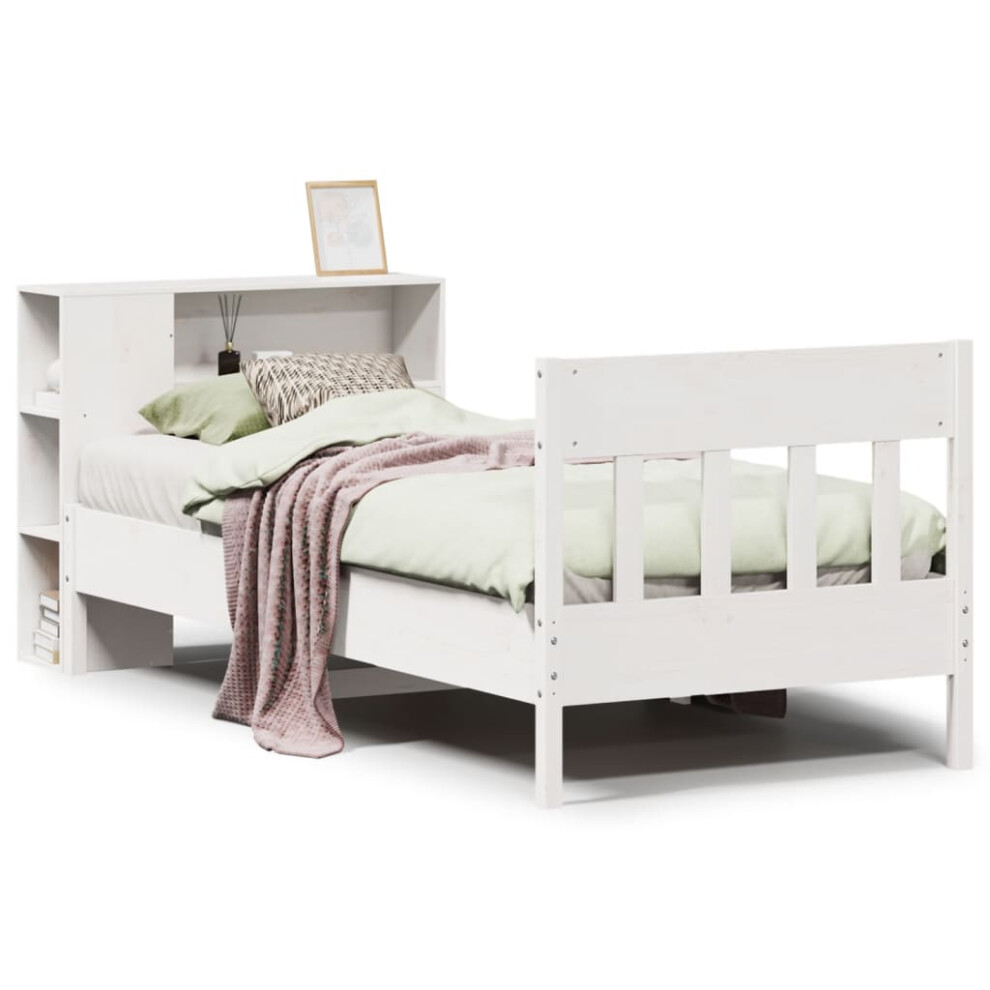 Vidaxl Bookcase Bed Without Mattress Bed White Small Single Solid Wood Pine
