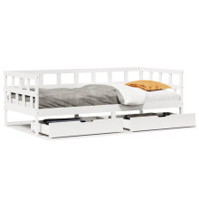 (white, 80 x 200 cm) vidaXL Daybed with Drawers Sofa Bed Sleeper Bed 80x200 cm Solid Wood Pine