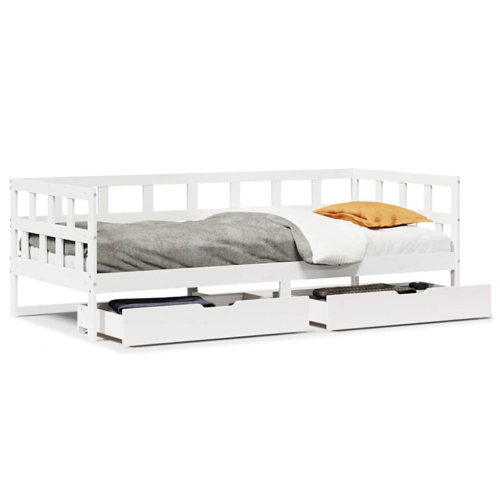 Vidaxl (White, 90 X 190 Cm) Daybed With Drawers Sofa Bed Sleeper Bed 80X200 Cm Solid Wood Pine