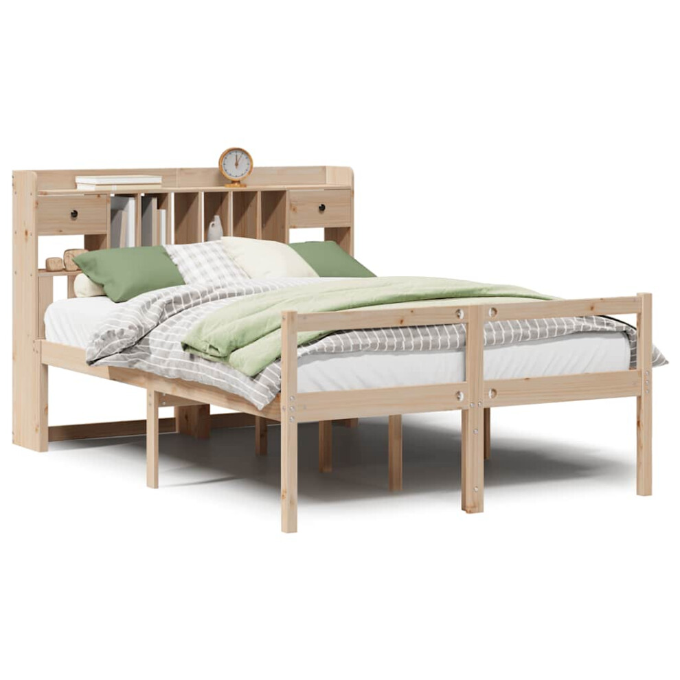 Vidaxl Bookcase Bed Without Mattress Home Bed Base 140X190 Cm Solid Wood Pine
