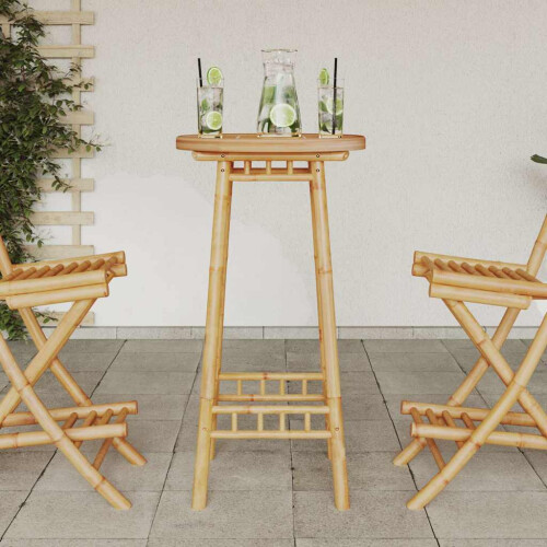 VidaXL vidaXL Garten-Bartisch Rund Ø55x100 cm Bambus 2