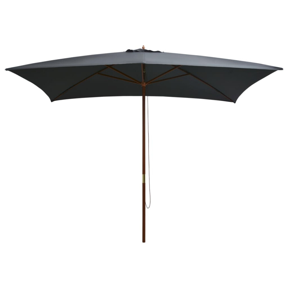 Vidaxl Garden Parasol With Wooden Pole Sunshade Outdoor Umbrella Anthracite