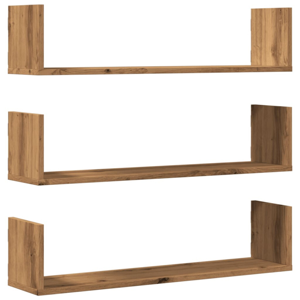 Vidaxl Wall Shelves Storage Floating Shelf 3 Pcs Artisian Oak Engineered Wood