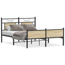 (sonoma oak, 140 x 200 cm) vidaXL Bed Frame without Mattress Smoked Oak 90x190 cm Single Engineered Wood