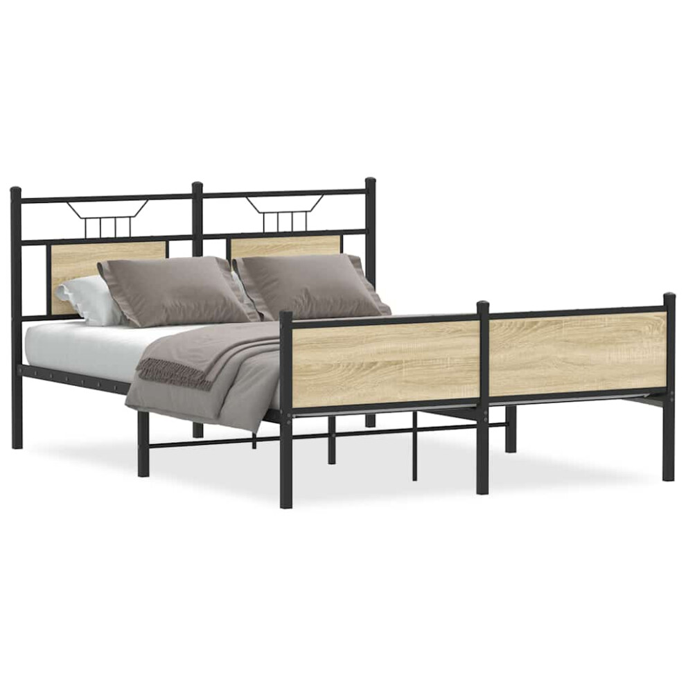 Vidaxl (Sonoma Oak, 140 X 200 Cm) Bed Frame Without Mattress Smoked Oak 90X190 Cm Single Engineered Wood