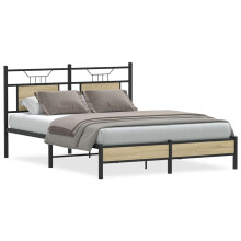 (sonoma oak, 137 x 190 cm) vidaXL Bed Frame without Mattress Smoked Oak 90x190 cm Single Engineered Wood